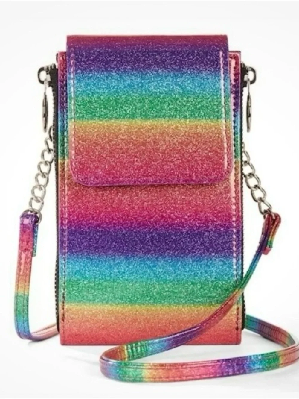 No Boundaries Rainbow Glitter Chain Crossbody Phone Case